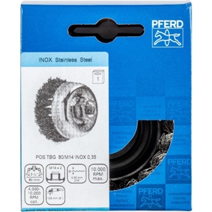 Immagine di PFERD Spazzole a tazza con foro filettato, filo ritorto POS TBG 80/M14 INOX 0,35