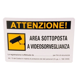 Immagine di CARTELLO ALL AREA VIDEOSORVEGLIATA