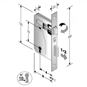 Immagine di SERRATURA PATENT BORDI QUADRI 8x70 BR