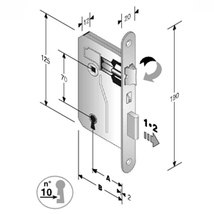 Immagine di SERRATURA PATENT BORDI TONDI 8x70 BR