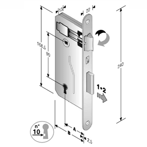 Immagine di SERRATURA PATENT BORDI TONDI 8x90 BR