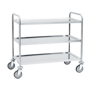 Immagine di Carrello Inox portata kg. 80, 3 piani e ruote diam. mm. 25 - mm.890x590x950