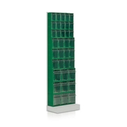 Immagine di Scaffale a parete con 9 cassettiere a 5+5+5+4+4+4+3+3+3 cassetti - mm.605x220x1950