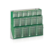 Immagine di Scaffale da banco con 3 cassettiere a 6+5+4 cassetti - mm.610x208x500