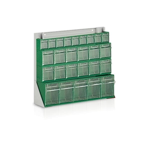 Immagine di Scaffale da banco con 4 cassettiere a 9+6+6+5 cassetti - mm.610x208x500